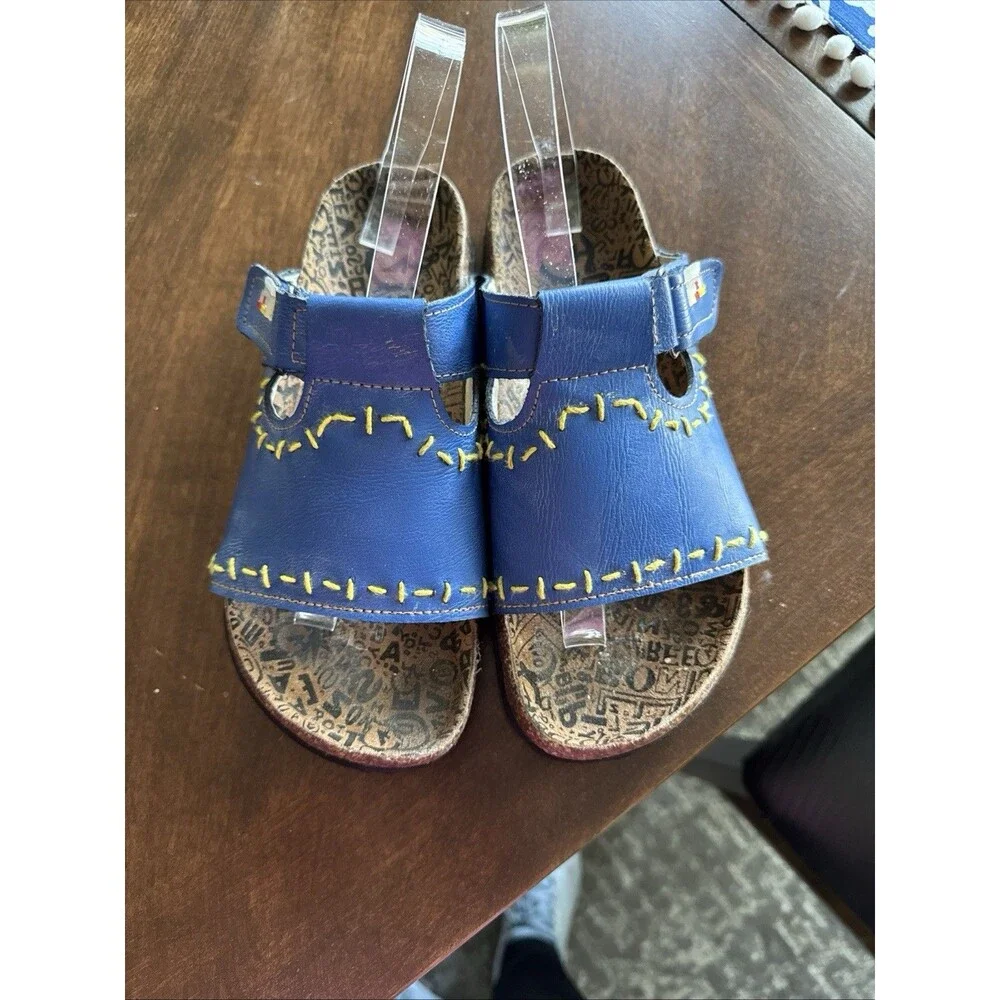 TMA EYES | Blue Leather Stitch-Accent Sandal - Women Size 8.5